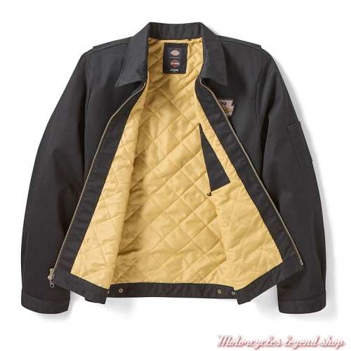 Veste textile Eisenhower Dickies x Harley-Davidson homme, zippée, noir, intérieur matelassé, doublure, 96085-26VX