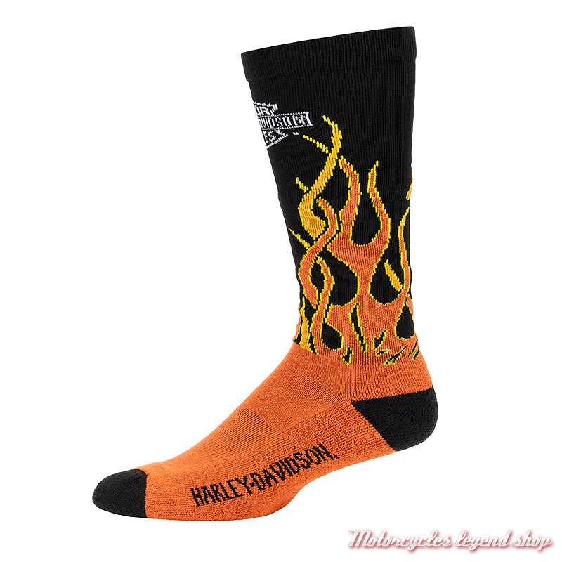 Chaussettes Flames Harley-Davidson homme, orange, noir, D3355-001