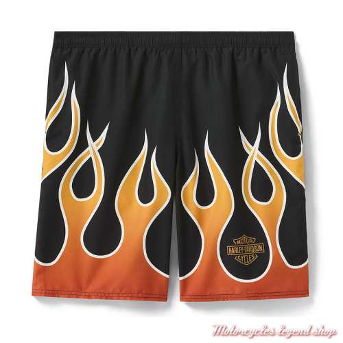 Short de bain Flames Harley-Davidson homme, polyester, orange, noir, 96150-26VM
