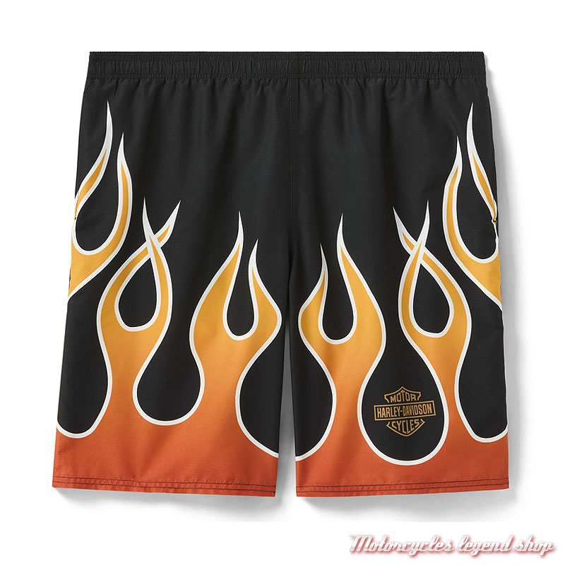 Short de bain Flames Harley-Davidson homme, polyester, orange, noir, 96150-26VM