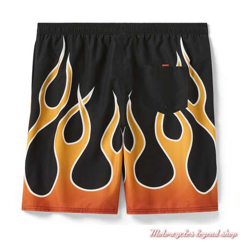 Short de bain Flames Harley-Davidson homme, polyester, orange, noir, dos, 96150-26VM