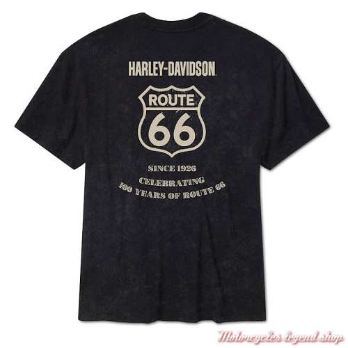 Tee-shirt Route 66 Anniversary Harley-Davidson homme, noir, manches courtes, coton, dos, 96807-26VM