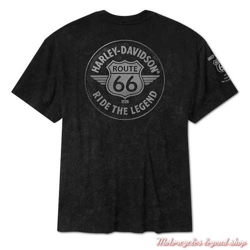 Tee-shirt Route 66 Legendary Harley-Davidson homme, noir, manches courtes, coton, dos, 96808-26VM