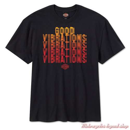 Tee-shirt Good Vibrations Harley-Davidson homme, noir, manches courtes, coton, 96394-26VM