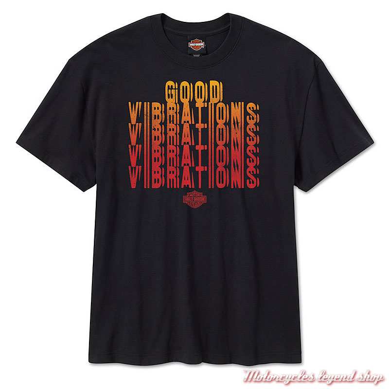 Tee-shirt Good Vibrations Harley-Davidson homme, noir, manches courtes, coton, 96394-26VM