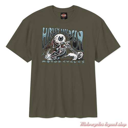 Tee-shirt Eye on the Prize Harley-Davidson homme, kaki, manches courtes, coton, 96395-26VM
