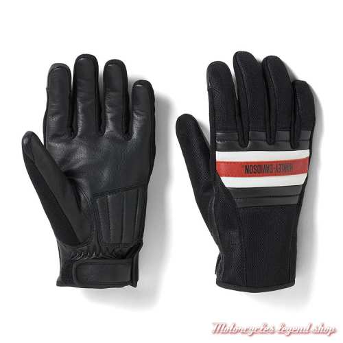 Gants mesh Trenton Harley-Davidson homme, textile et cuir, noir, 98104-26VM 