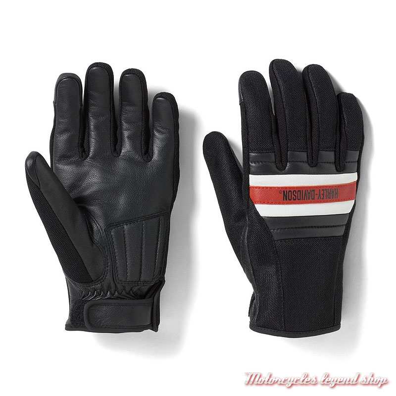 Gants mesh Trenton Harley-Davidson homme, textile et cuir, noir, 98104-26VM 
