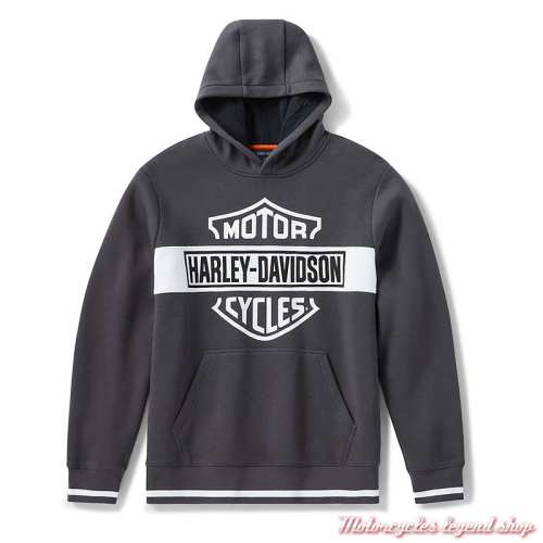 Sweatshirt Essential Bar & Shield Harley-Davidson homme, à capuche, gris foncé, conton, poly, 96141-26VM