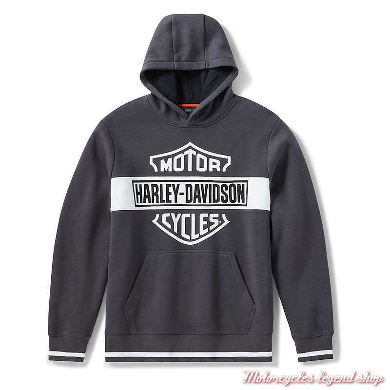 Sweatshirt Essential Bar & Shield Harley-Davidson homme, à capuche, gris foncé, conton, poly, 96141-26VM