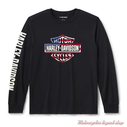 Tee-shirt Star & Stripes manches longues Harley-Davidson homme, manches longues, polyester, 96178-26VM