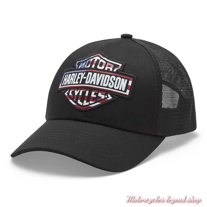 Casquette trucker Star & Stripes Harley-Davidson homme, noir, 97634-26VM 