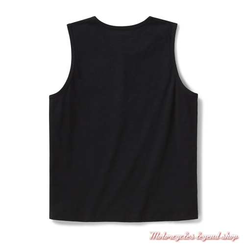 Débardeur Henley Essential Harley-Davidson femme, noir, col boutons pression, coton, dos, 96264-26VW