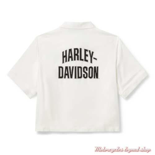 Chemise courte Essential Harley-Davidson femme, blanc, viscose, manches courtes, dos, 96273-26VW