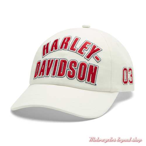 Casquette blanche Harley-Davidson femme, coton ripstop, brodée, réglable, 97646-26VW