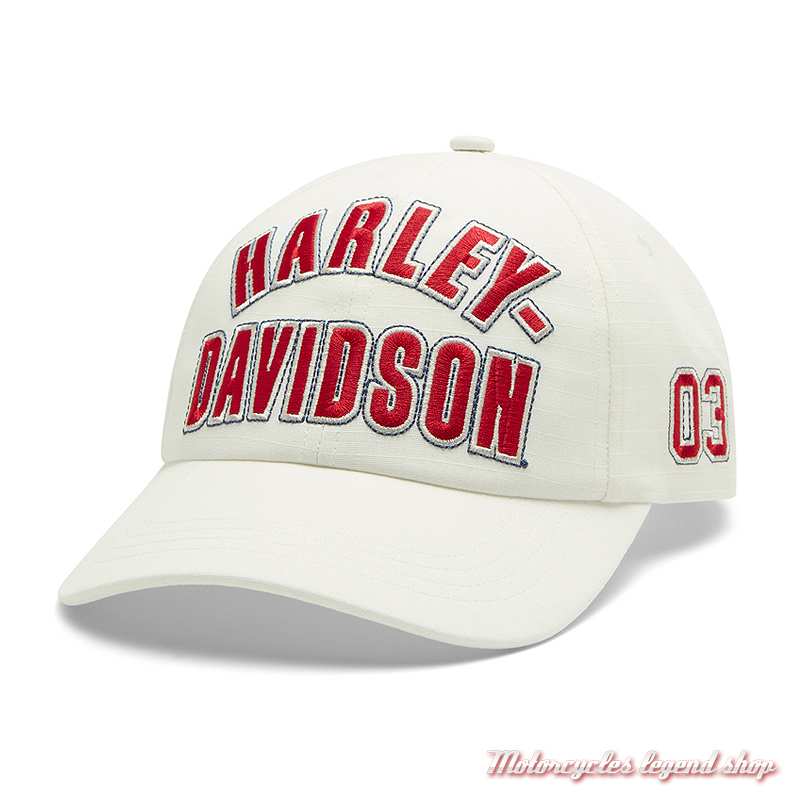 Casquette blanche Harley-Davidson femme, coton ripstop, brodée, réglable, 97646-26VW