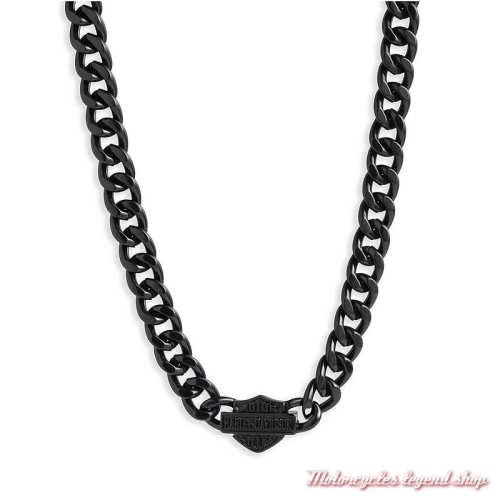 Collier Bar & Shield noir mat Harley-Davidson homme