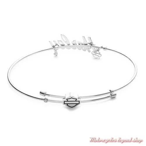 Bracelet Harley-Davidson femme, acier, rigide, dos, 34B00212