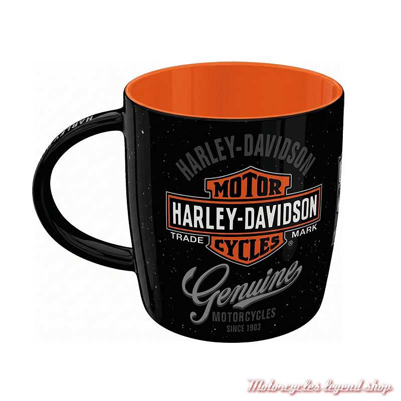 Mug Genuine Harley-Davidson, 34 cl, céramique, noir, orange, 43412