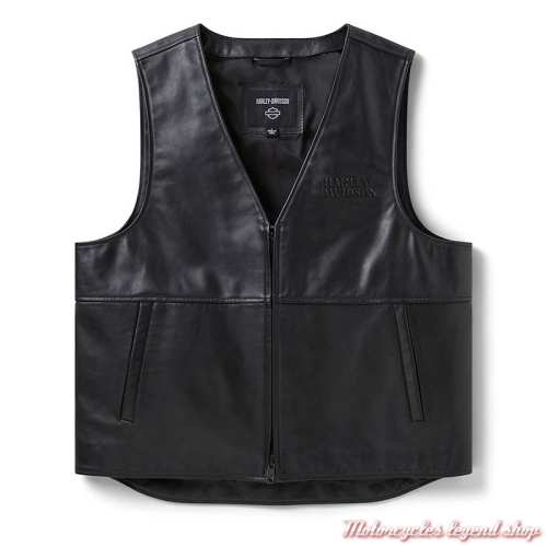 Gilet cuir Willie G Skull Reflective Harley-Davidson homme, zippé double curseur, noir, 97000-26VM