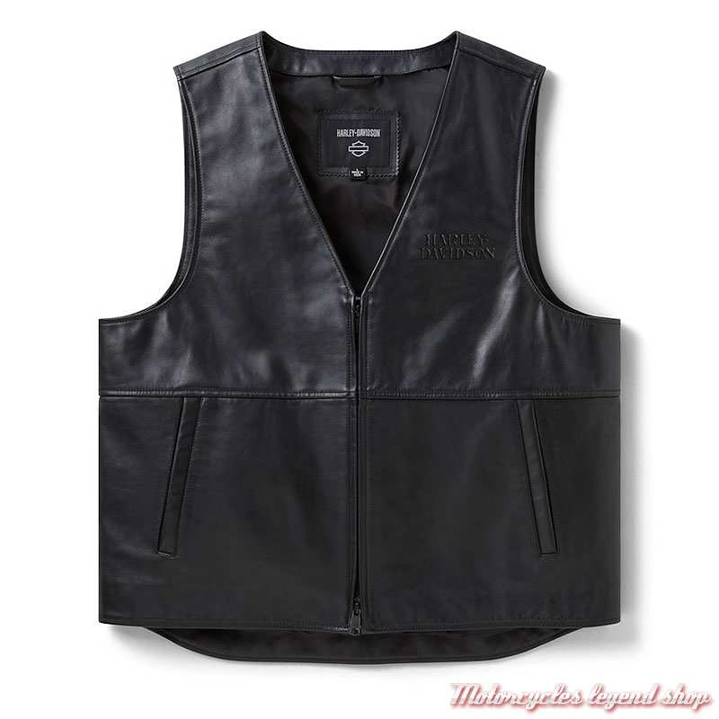 Gilet cuir Willie G Skull Reflective Harley-Davidson homme, zippé double curseur, noir, 97000-26VM