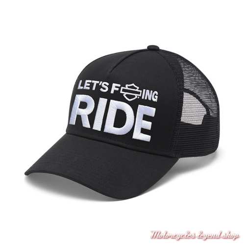Casquette trucker Let's F*ing Ride Harley-Davidson homme, noir, réglable, 97763-26VX