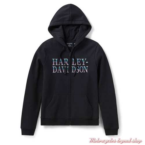 Sweatshirt Winged Bling Harley-Davidson femme, zippé, à capuche, noir, 96221-26VW 