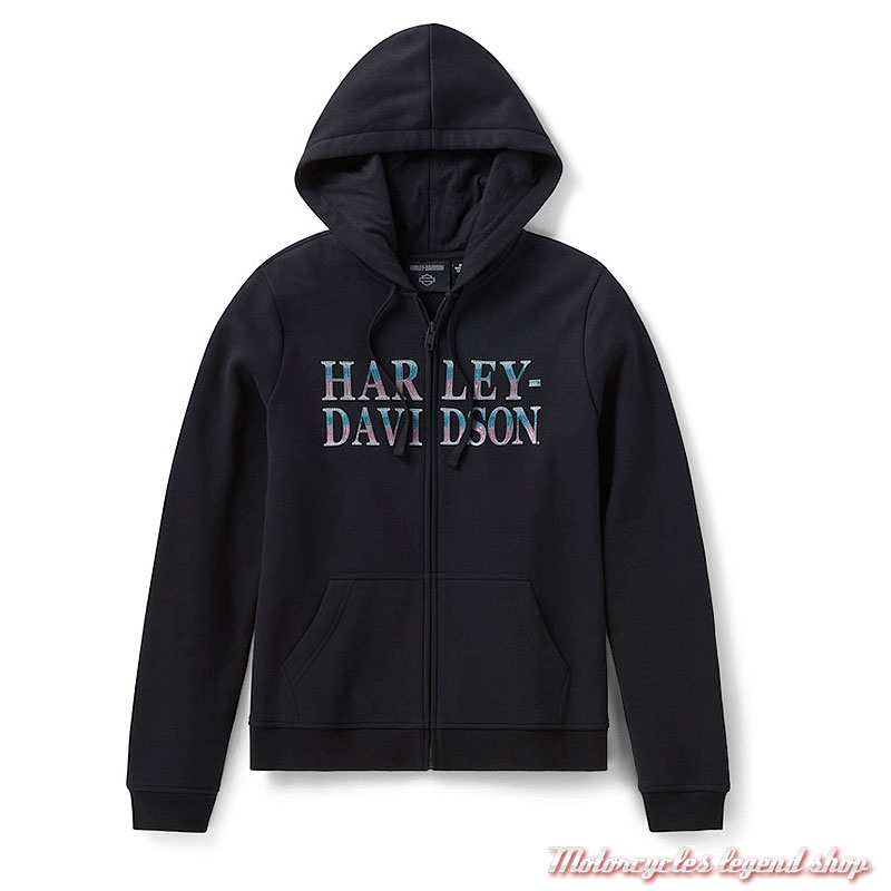 Sweatshirt Winged Bling Harley-Davidson femme, zippé, à capuche, noir, 96221-26VW 