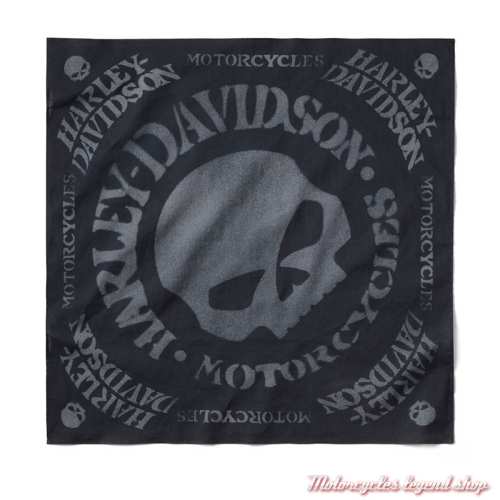 Bandana Willie G Harley-Davidson, noir, gris, coton, 55x55 cm, 97642-26VX