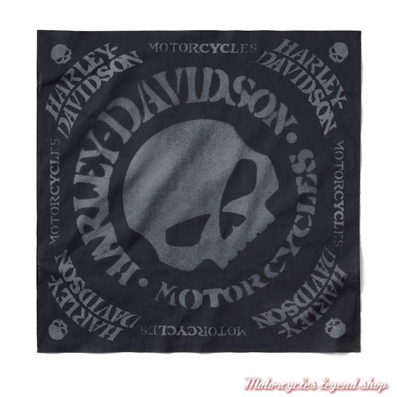 Bandana Willie G Harley-Davidson, noir, gris, coton, 55x55 cm, 97642-26VX