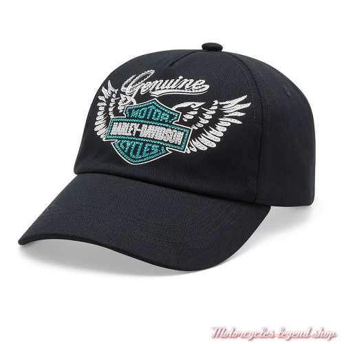 Casquette Winged Bling Harley-Davidson femme, noir, réglable, 97644-26VW 