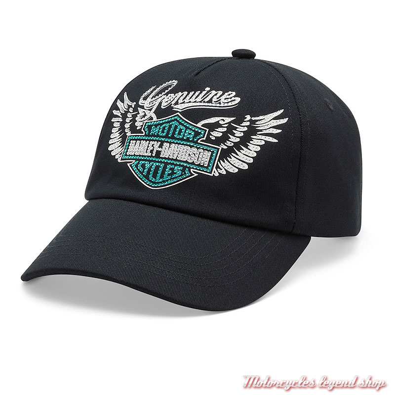 Casquette Winged Bling Harley-Davidson femme, noir, réglable, 97644-26VW 