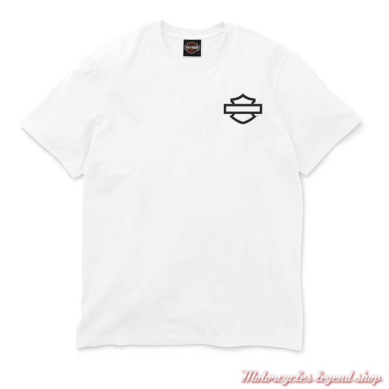 Tee-shirt LFR Essential Harley-Davidson homme, blanc, manches courtes, coton, 96738-26VM