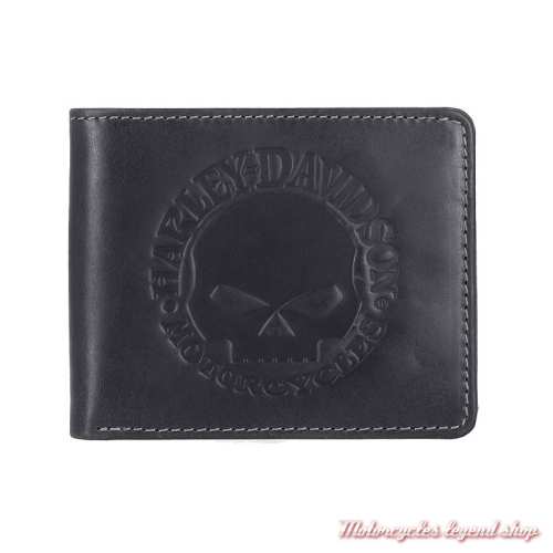 Portefeuille Skull Willie G. Harley-Davidson, noir, 2 volets, MWM055/08