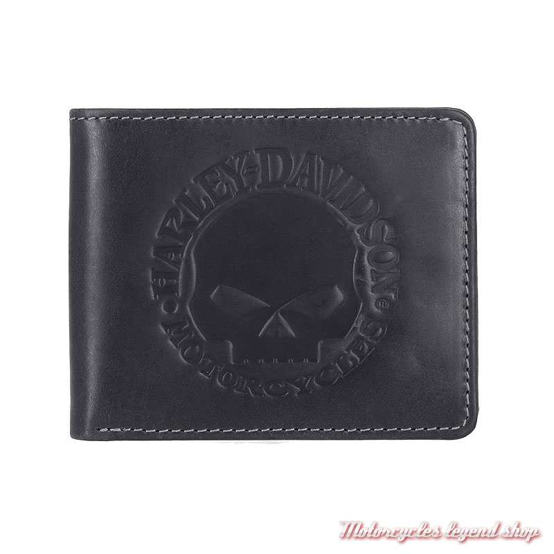 Portefeuille Skull Willie G. Harley-Davidson, noir, 2 volets, MWM055/08