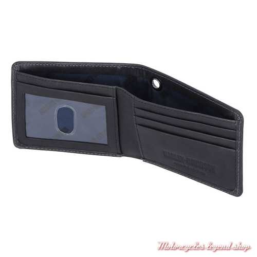 Portefeuille Skull Willie G. Harley-Davidson, noir, 2 volets, ouvert, MWM055/08