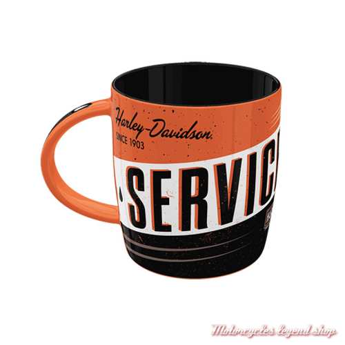 Mug Service & Repair Harley-Davidson, 34 cl, céramique, noir, orange, 43414