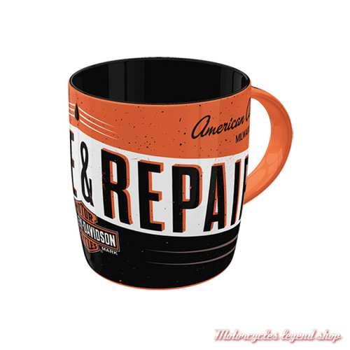 Mug Service &amp; Repair Harley-Davidson, 34 cl, céramique, noir, orange, 43414-2