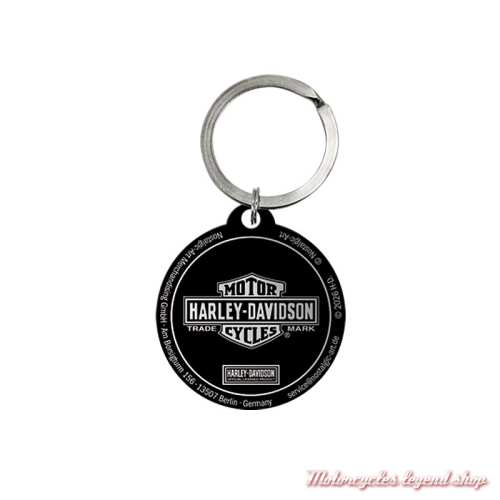 Porte clés Genuine Harley-Davidson Bar &amp; Shield orange, en métal, dos, 48055