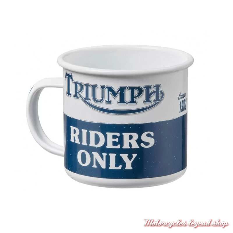 Mug Riders Only Triumph émaillé, bleu et blanc, 36 cl, MLMA24902