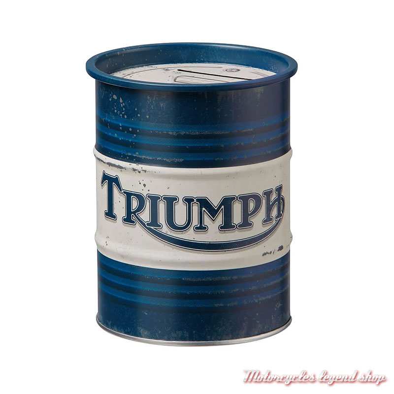Tirelire métal Oil Barrel Triumph, bleu et blanc, MLMA24907
