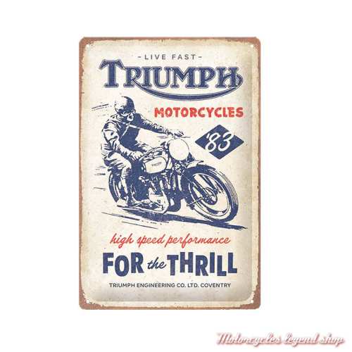 Plaque métal For The Thrill Triumph, ecru, bleu, rouille, 30 x 20 cm, MLMA26905