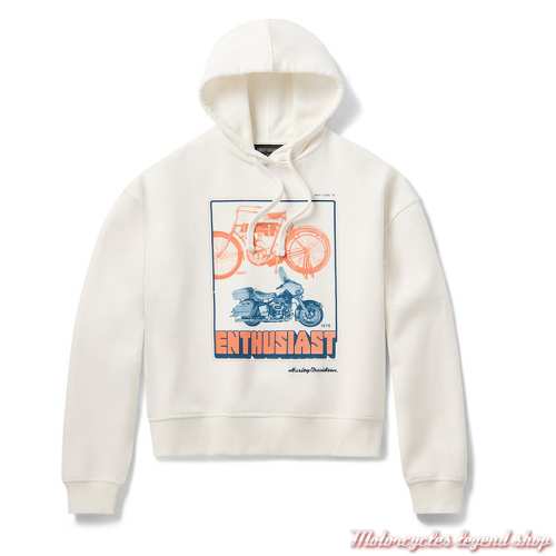 Sweatshirt capuche Enthusiast Vintage 1976 Harley-Davidson femme, écru, coton, 96222-26VW
