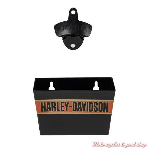 Decapsuleur mural Trenton Harley-Davidson et receveur, metal, noir, HDX-98553