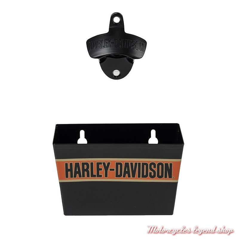 Decapsuleur mural Trenton Harley-Davidson et receveur, metal, noir, HDX-98553