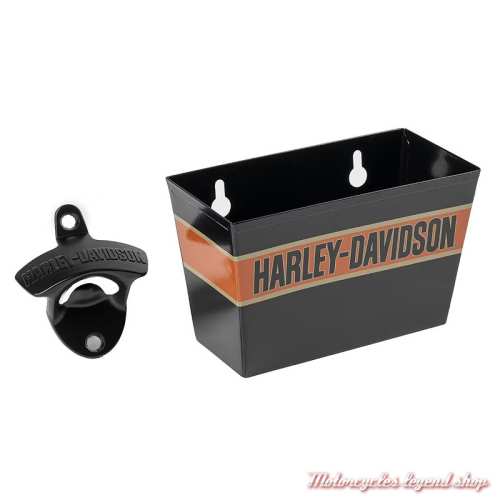 Decapsuleur mural Trenton Harley-Davidson et receveur, metal, noir, HDX-98553-2