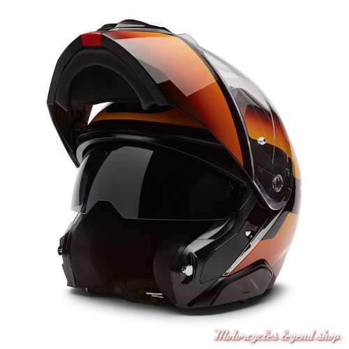 Casque modulable Capstone III American Classic Harley-Davidson, gloss orange et noir, ouvert, 97143-26EX
