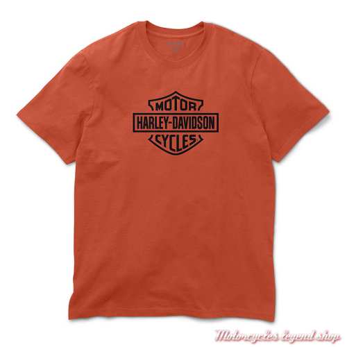 Tee-shirt Bar & Shield orange Harley-Davidson homme, coton, manches courtes, 96487-26VM