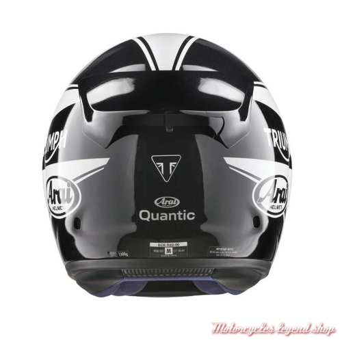 Casque intégral Quantic Triumph X Arai, noir, blanc, brillant, dos, MHMS24000