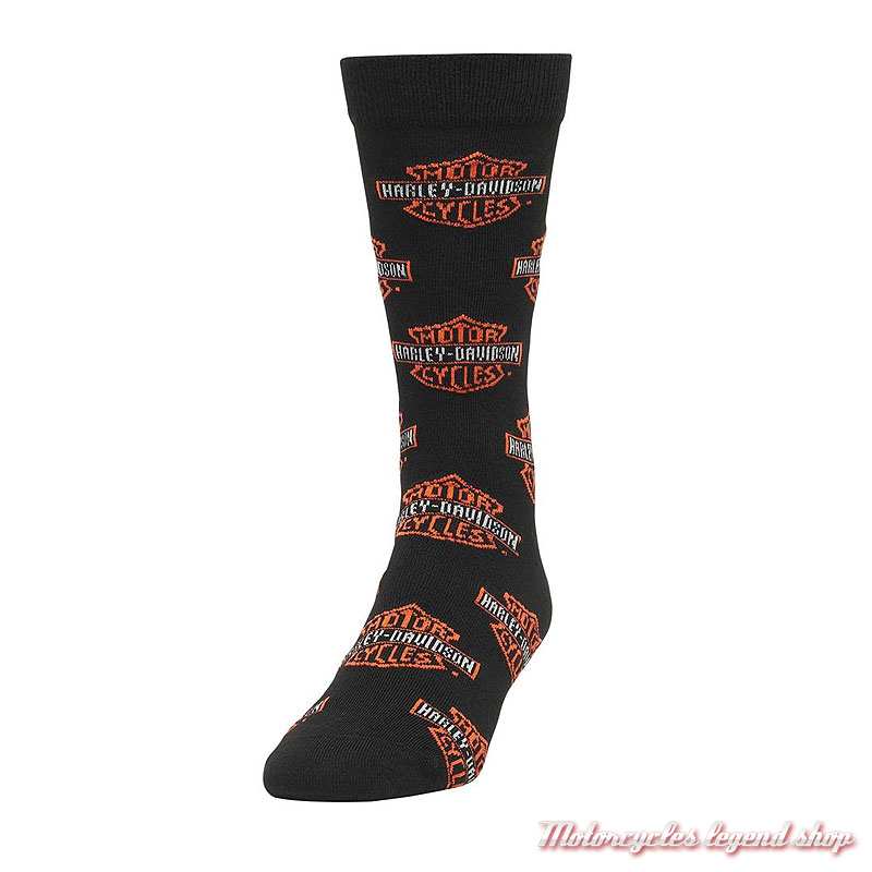 Chaussettes Bar & Shield Harley-Davidson unisexe, noir, orange, D3429-00